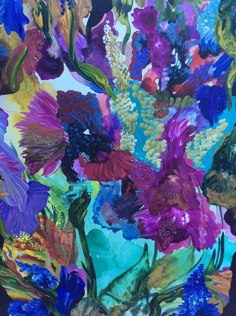 detail of painting "Summer in Bloom" 2021 by Diana Zoe Coop artist